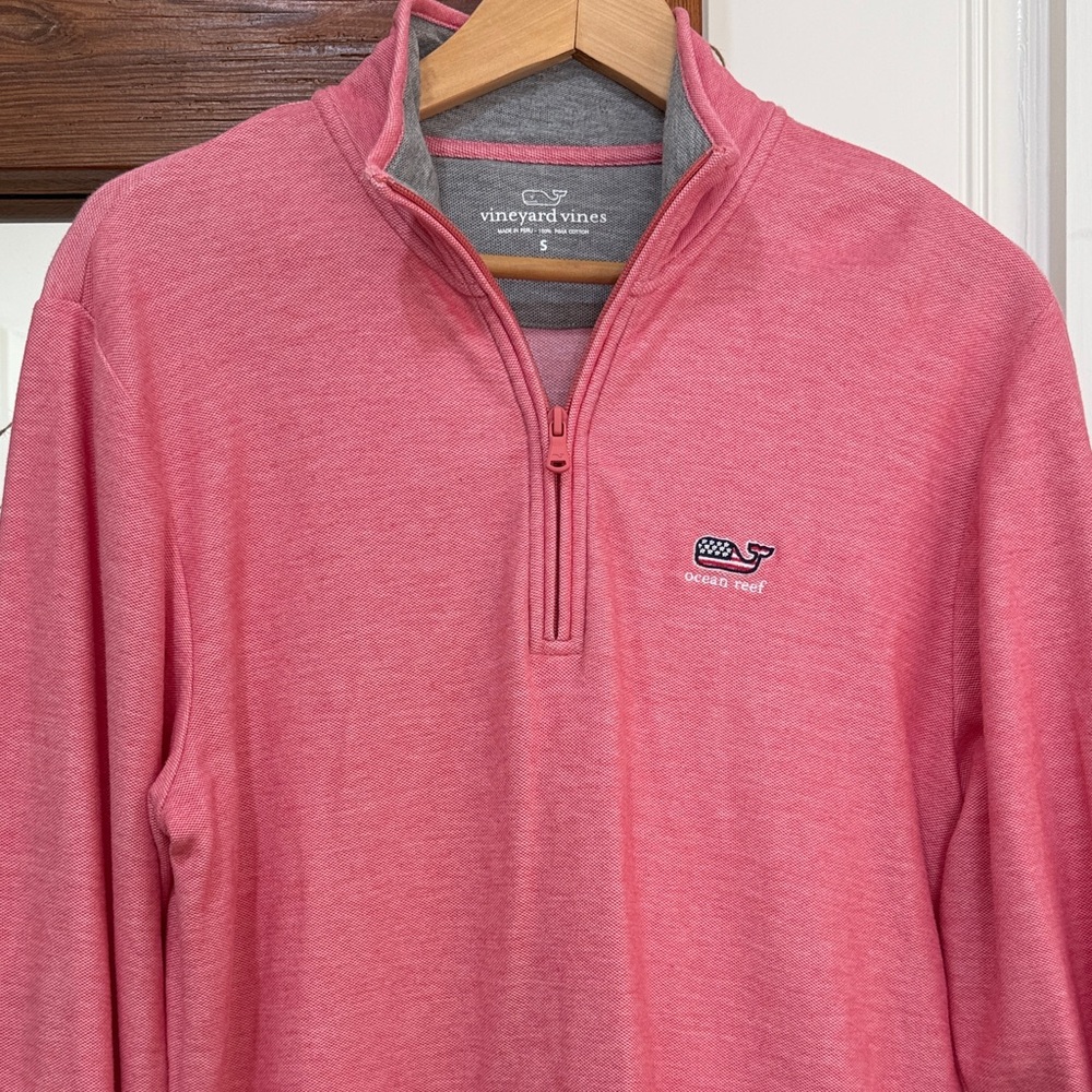 Vineyard Vines Coral Quarter Zip Pullover Small 4th of July